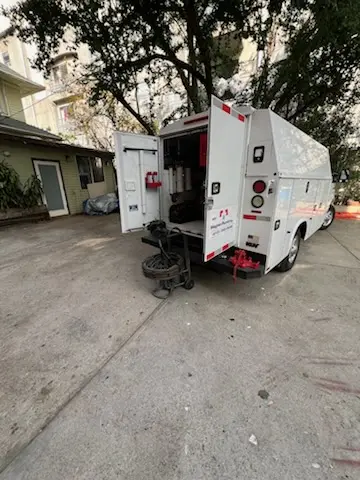 Magnet Plumbing service vehicle on-site for Faucet Repair in College